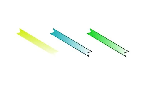 Three diagonal ribbon banners in lime yellow and green colors Stock Illustration