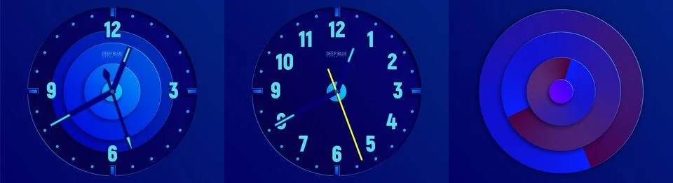 Three dials of clock Illustrazione stock