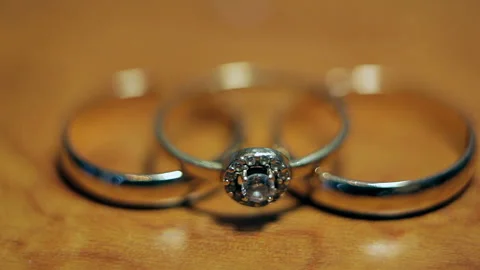 Three diamond engagement rings Stock Footage 102166413