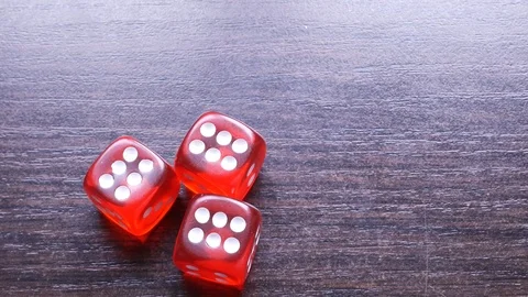 Three dice show six Vídeos de archivo 113742642