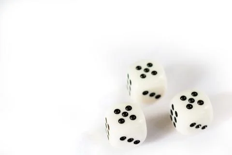 Three dices have triple five point isolated on white background. Stock Photos