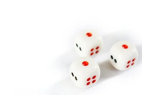 Three dices have triple one point isolated on white background. Stock Photos