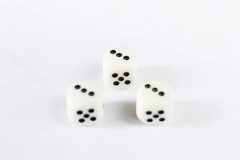 Three dices have triple three point isolated on white background. Stock Photos