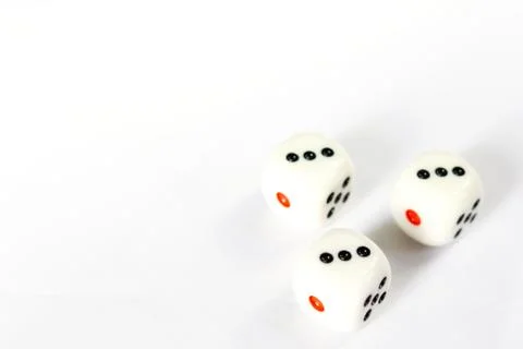 Three dices have triple three point isolated on white background. Stock Photos