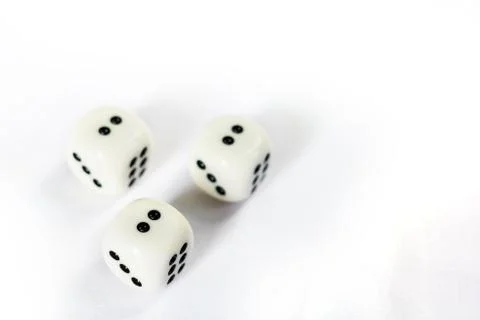 Three dices have triple two point isolated on white background. Stock Photos