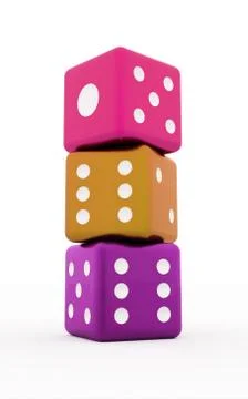 Three dices isolated and rendered on white background Stock Illustration