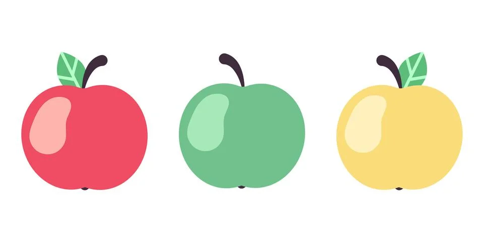 Three different apples.  Vector flat illustration Stock Illustration