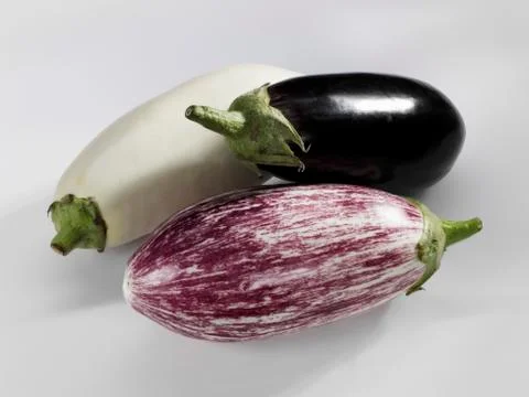 Three different aubergines Stock Photos