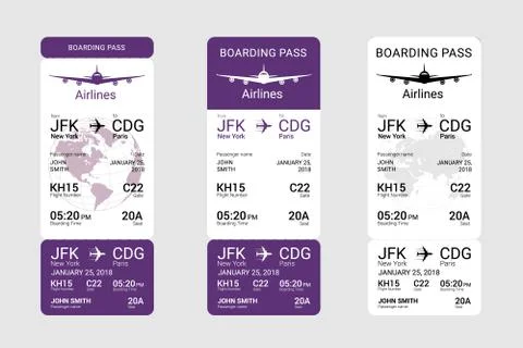 Three different boarding passes Stock Illustration