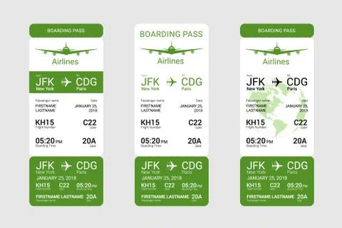 Three different boarding passes Stock Illustration