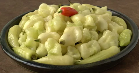 Three different capsicum peppers cultivars on a plate. Stock Footage 281291997