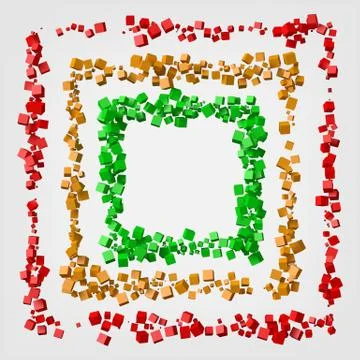 Three different color frames shaped by cubes. 3d style vector illustration. Stock Illustration
