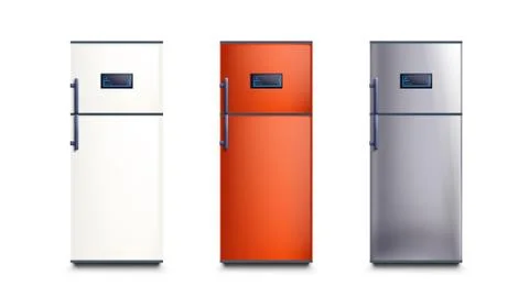 Three different color fridges Stock Illustration