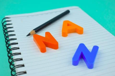 Three different colored letter blocks and a pencil placed on a white note pap Stock Photos