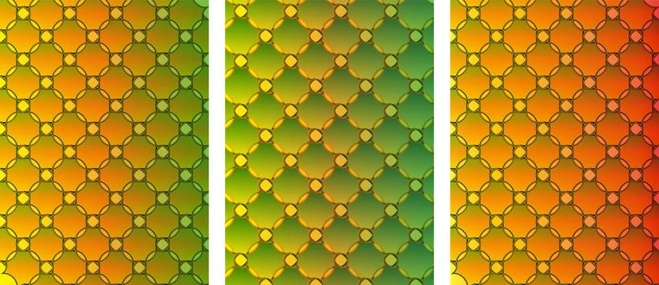 Three different colored snake skin patterns background, citrus of fruits イラスト素材