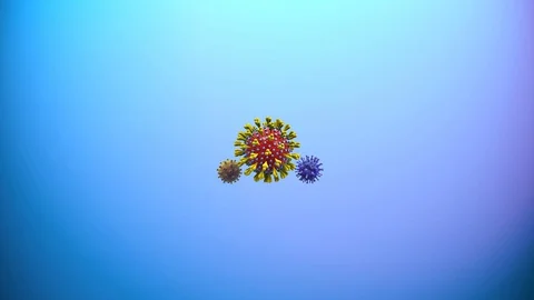 Three different coronavirus molecules rotate Stock Footage 127690233