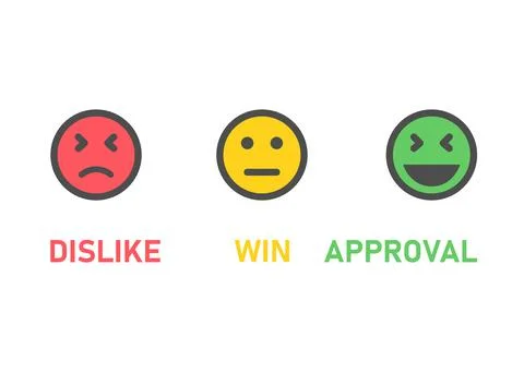 Three different feedback emotions on white background. Vector illustration. Stock Illustration