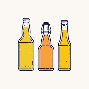 Three different form of beer bottles. Stock Illustration