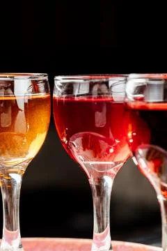 Three different glasses of coctails. Foto stock