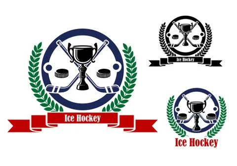 Three different ice hockey emblems 스톡 일러스트