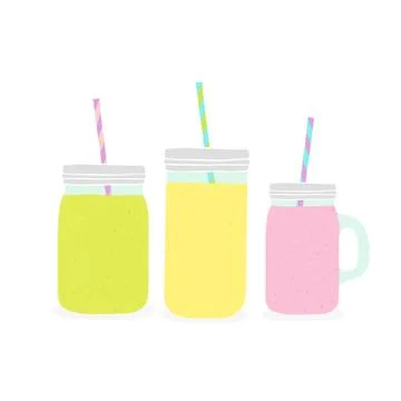 Three different jars with smoothie. Stock Illustration