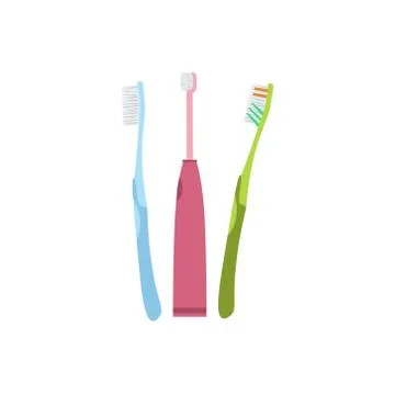 Three Different Kind And Color Of Toothbrushes Stock Illustration