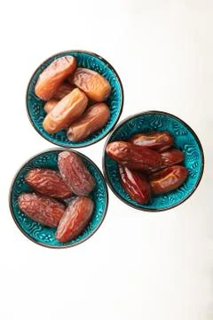 Three different kind of Dried dates (fruits of date palm). Stock Photos