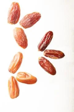 Three different kind of Palm dates isolated on white background Stock Photos