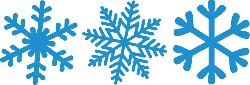 Three different kinds of snowflakes Stock Illustration