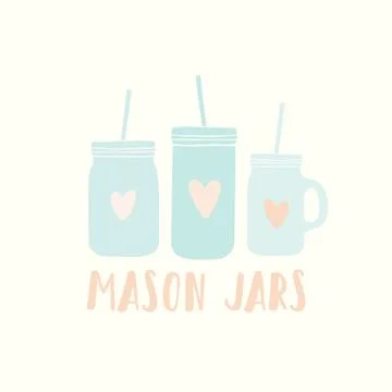 Three different mason jars. Stock Illustration