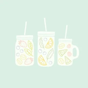 Three different mason jars Stock Illustration