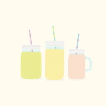 Three different mason jars with smoothies. Stock Illustration