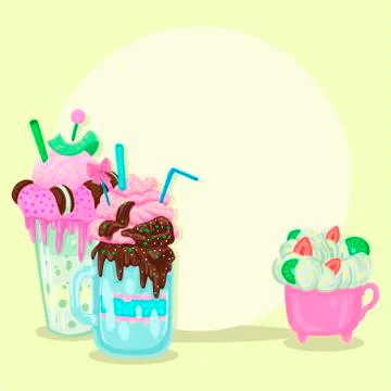 Three different milkshakes. Vector objects on white background Stock Illustration