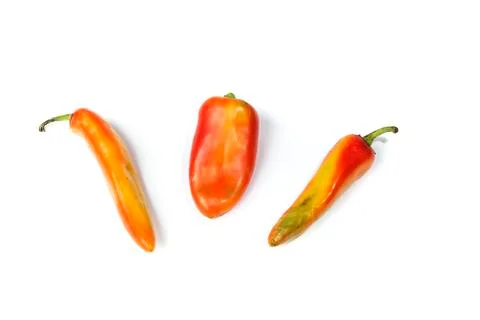Three different red peppers Stock Photos