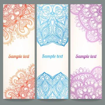 Three different round nature patterns Stock Illustration