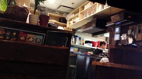 Three different scenes shot with people inside Japanese restaurant Video stock 49860942