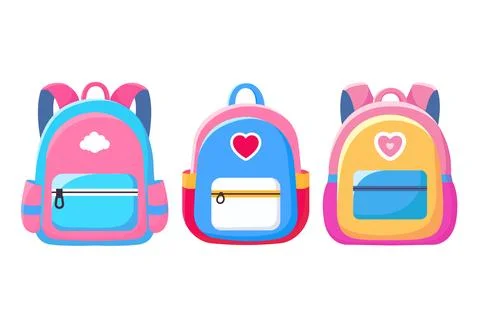 Three different school backpacks. Vector illustration Stock Illustration