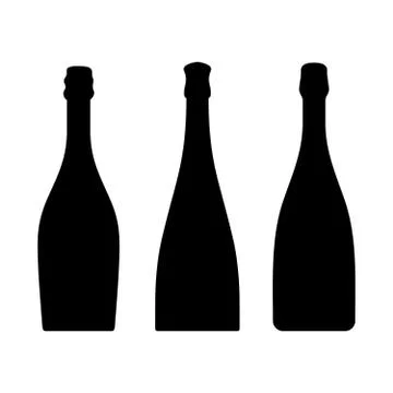 Three different shapes of champagne bottles  Illustrazione stock