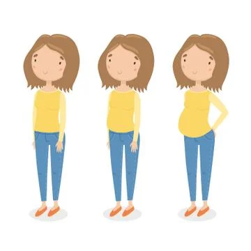 Three different stages of pregnancy. Stock Illustration