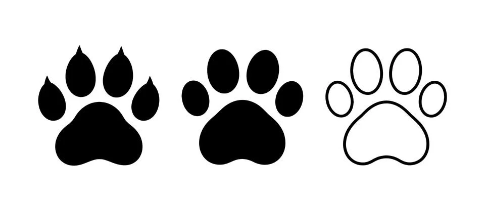 Three different styles of paw print graphics for use Stock Illustration