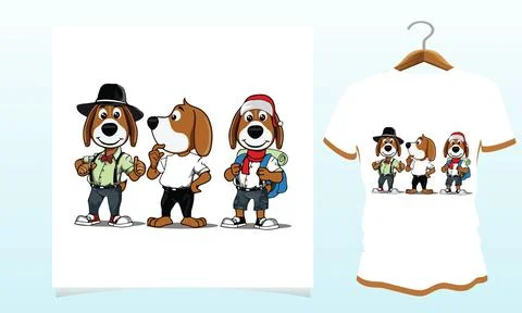 Three Different stylish dog t-shirt design, Dog t shirt Vector Graphics to do Illustrazione stock