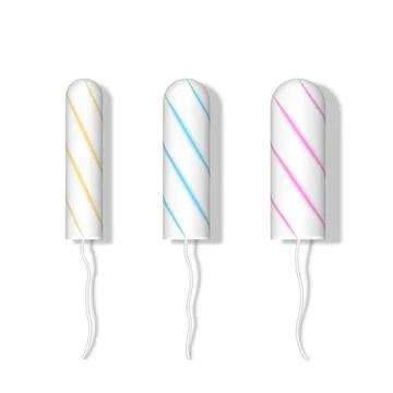 Three different tampon sizes top view isolated on white background realisti.. Stock Illustration