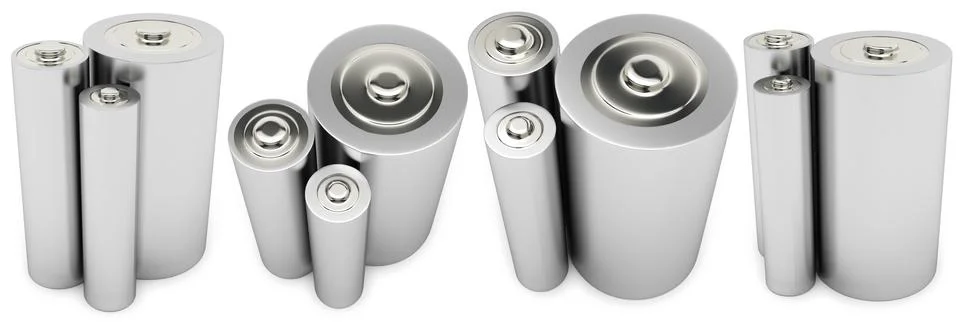 Three different type batteries Stock Illustration