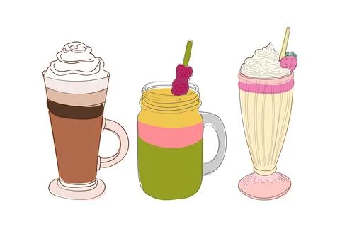 Three different types of drinks Stock Illustration