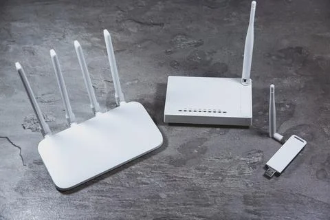 Three different types of Wi-Fi routers, Stock Photos