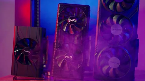 Three different video cards in order to upgrade. Evolution and improvement of Stock Footage 278620048