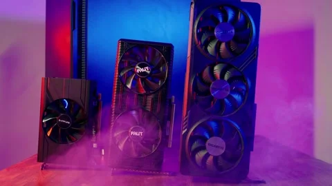 Three different video cards in order to upgrade. Evolution and improvement of Stock Footage 278830247