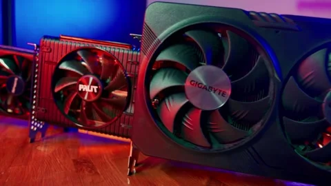 Three different video cards in order to upgrade. Evolution and improvement of Stock Footage 279024991
