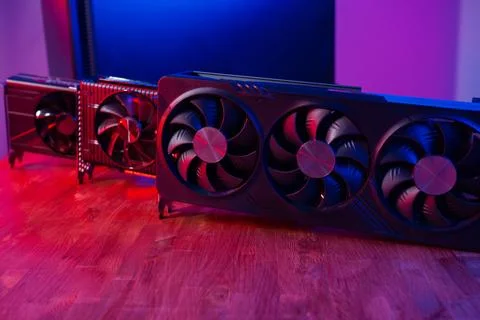 Three different video cards in order to upgrade. Evolution and improvement of 스톡 사진
