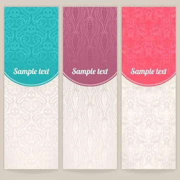 Three different vintage patterns Stock Illustration